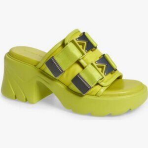 Bottega Veneta Womens Flash Double Buckle Platform Slide Sandal in Kiwi  Sz:10
